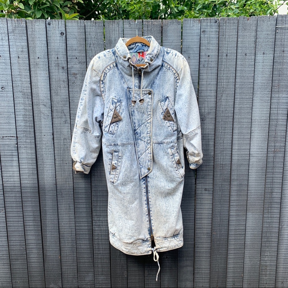 Vintage Denim Trench Coat sz Med